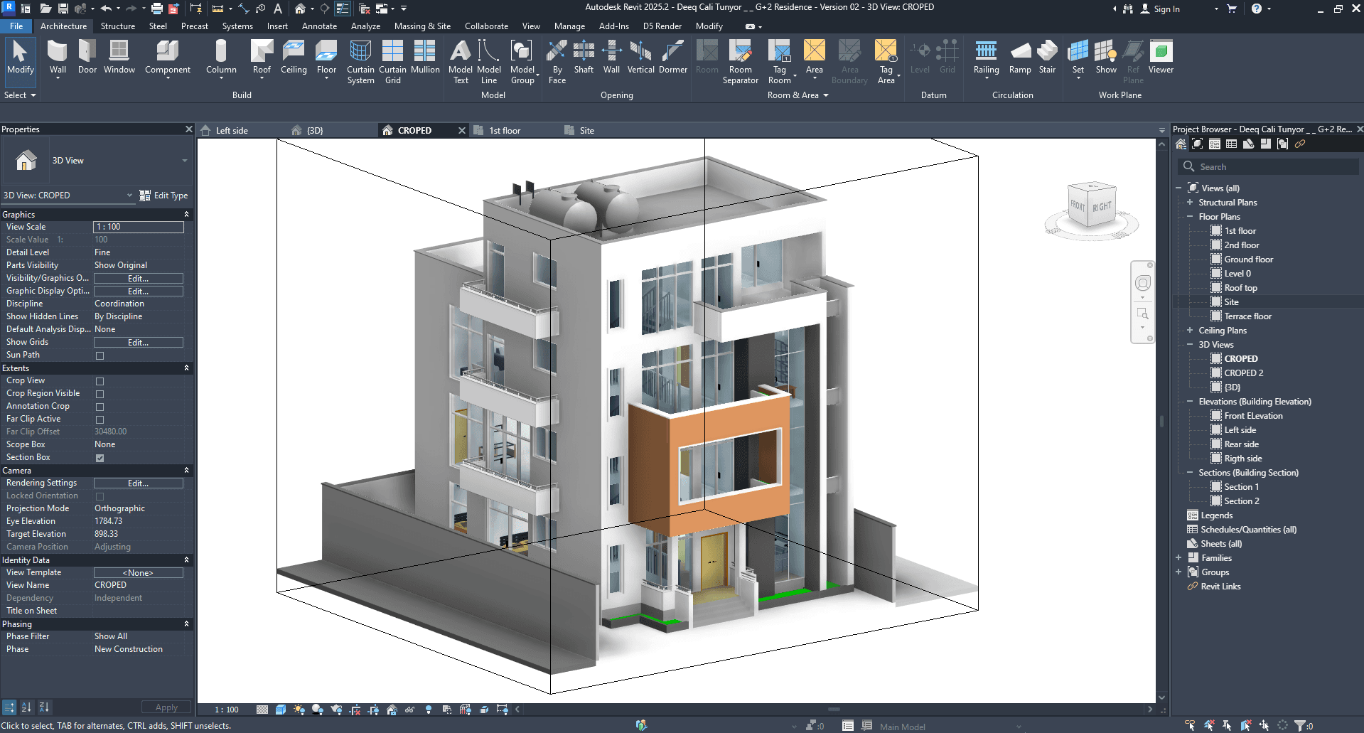 Revit Architectural File: Modern G+2+Terrace Residence (2025 Version)